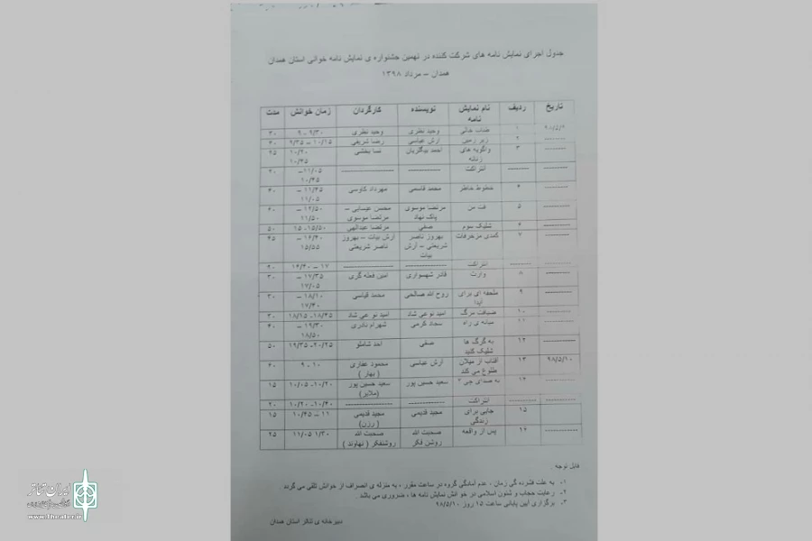 نهمین جشنواره نمایشنامه خوانی