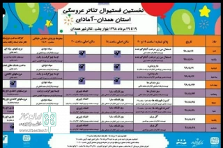 از سوی دفتر یونیما مبارک همدان

جدول اجرایی نخستین فستیوال تئاتر عروسکی استان همدان «آمادای» منتشر شد