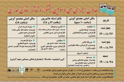 با اجرای هفت نمایش

جدول اجرایی سی وسومین جشنواره تئاتر استان همدان منتشر شد